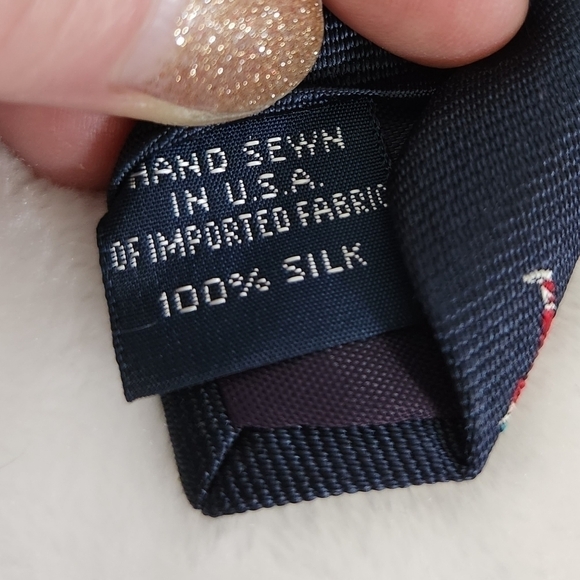 Lands' End Direct Merchants Silk Navy Blue Baseball Player Catcher Necktie Tie - Picture 10 of 11